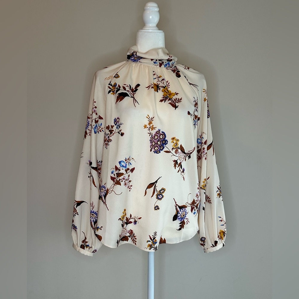 Ann Taylor Cream Floral Blouse